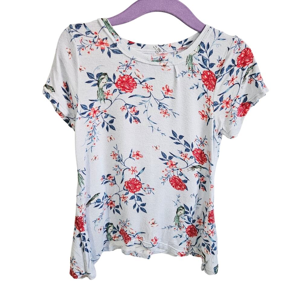 Handmade Artisan Children's Floral Shirt Size 4/5 White Summer Cottagecore